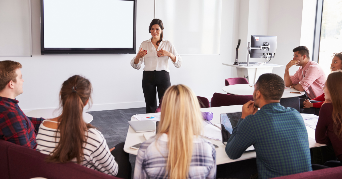 Education professional giving a lecture